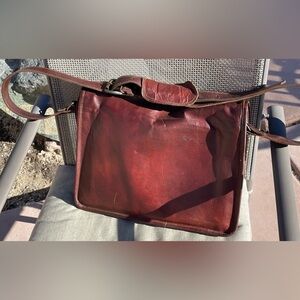 Distressed Leather Crossbody Satchel Bag